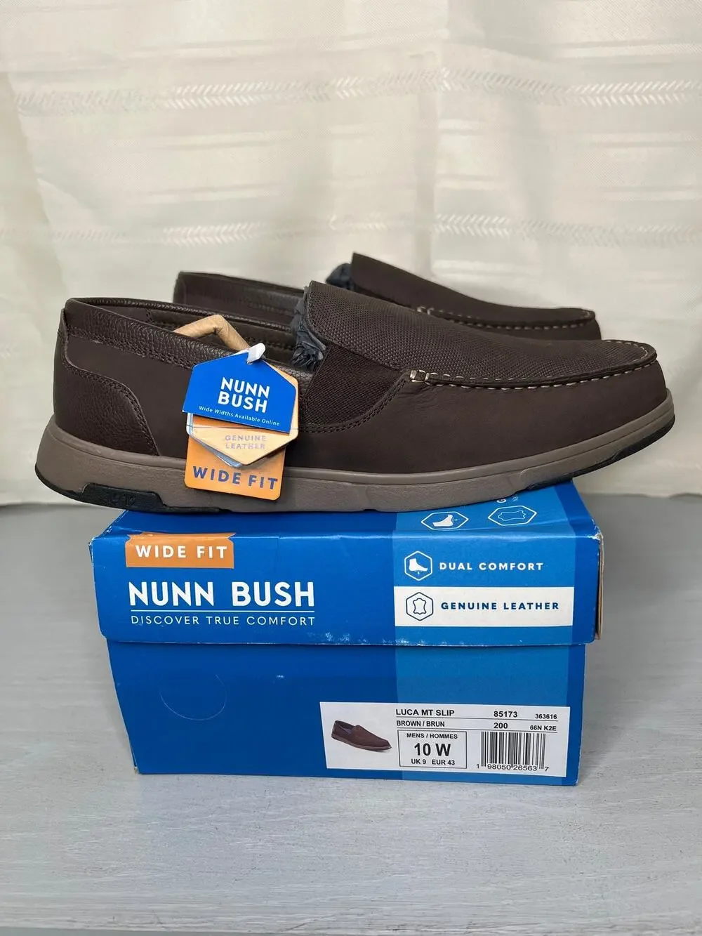 Nunn Bush Luca Venetian Moc Toe Loafers Brown Mens Size 10 Wide